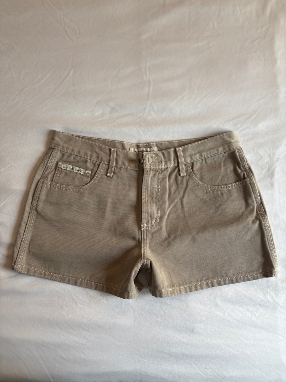 LEI Tan Cargo Mini Shorts Y2K Utility Pocket Skater Grunge Indie Streetwear